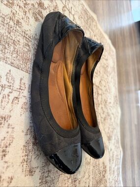 Women's Coach travel Black Cap-Toe Ballet Flats